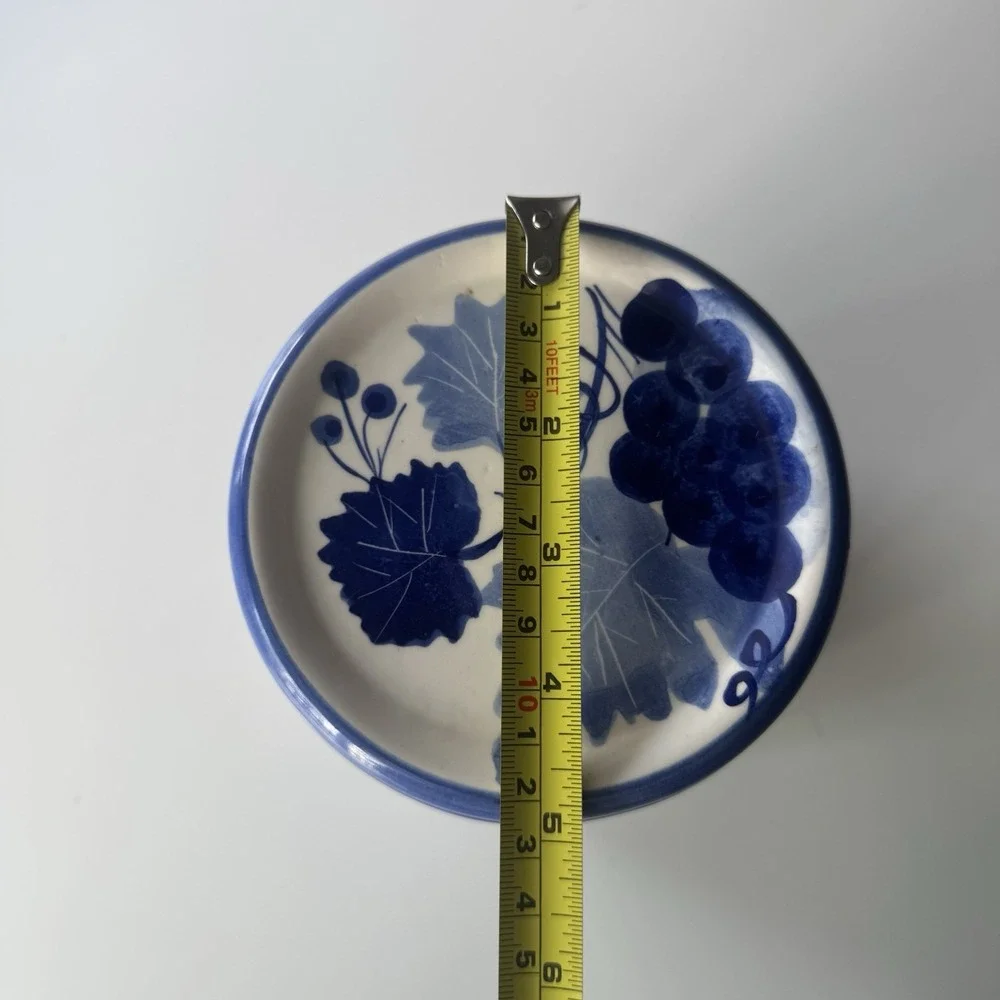 Hand Painted Blue Design Pac Inc Canister Grape Vine Pattern 5